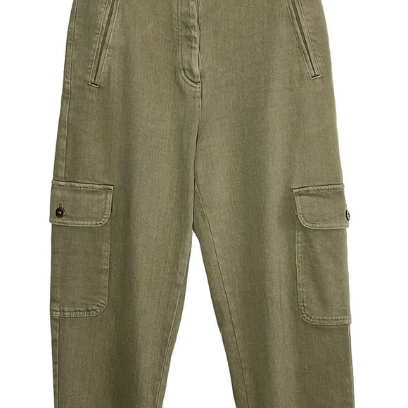 ARITZIA WILFRED FREE MODERN CARGO OLIVE GREEN BUTTON FLY PANTS SIZE 6 - Picture 3 of 11